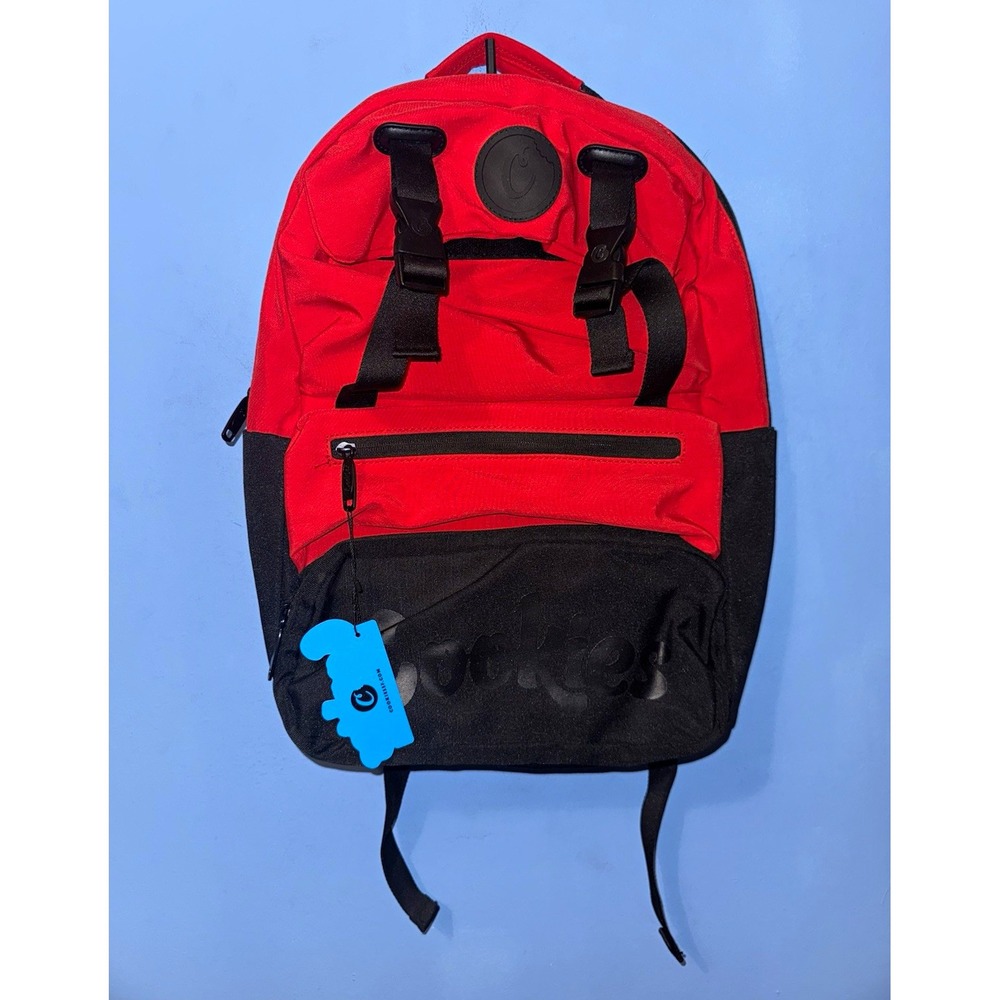 Cookies Red/Black Medium Backpack Zip & Buckle, Padded, Outer Pockets Men